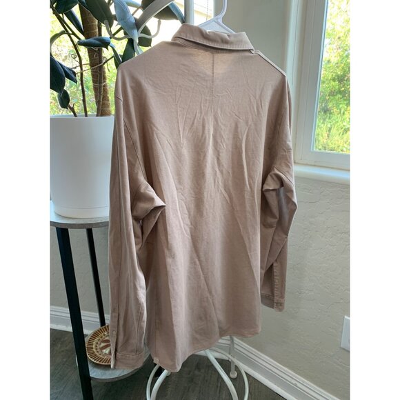 Mens Lululemon Beige Button-Up Long Sleeve Twill Stretch Shirt L/XL Nude 7328 - Picture 2 of 10